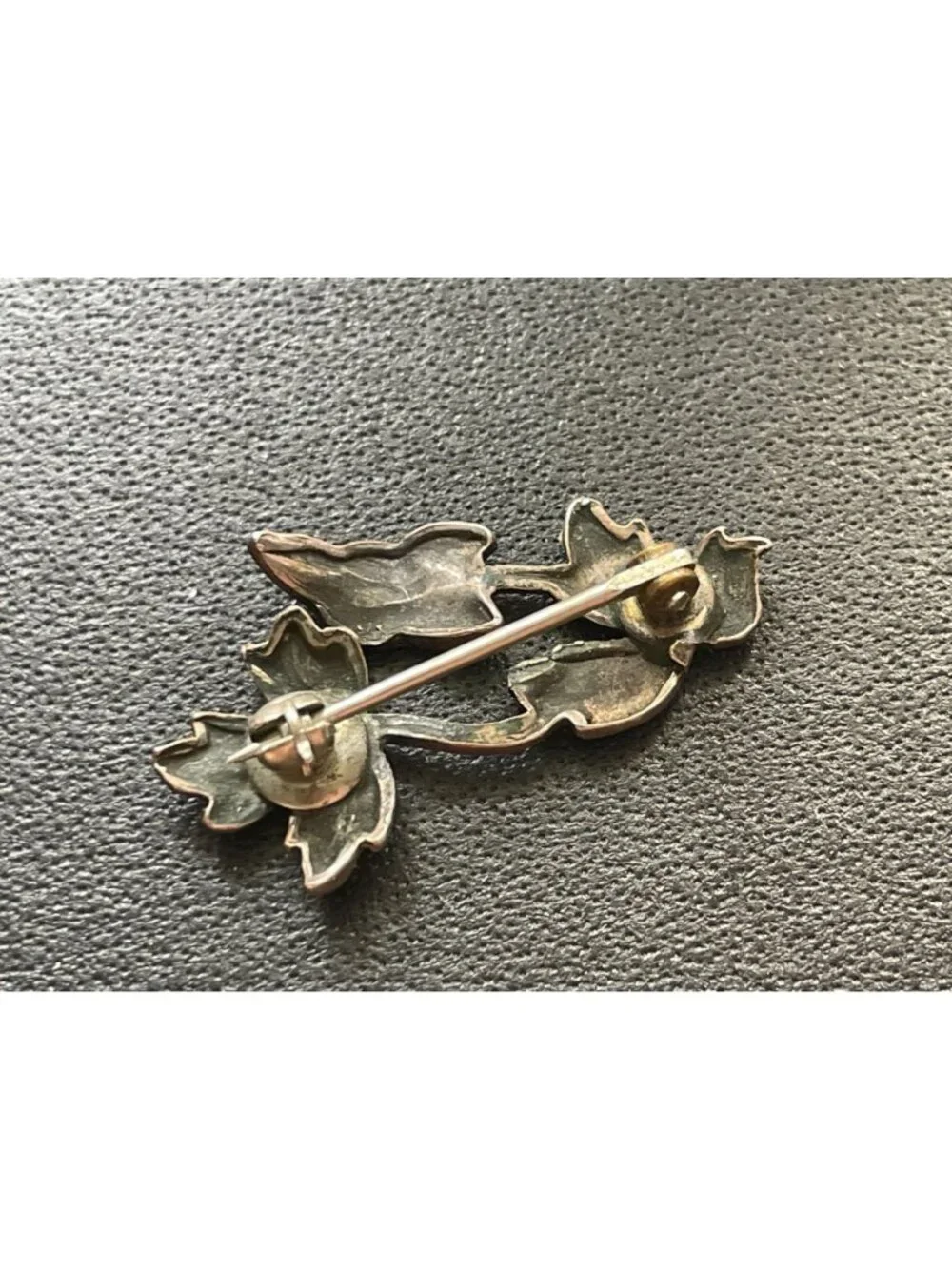 Antique Edwardian Sterling Silver Triple Leaf Brooch Safety Clasp Replacement
